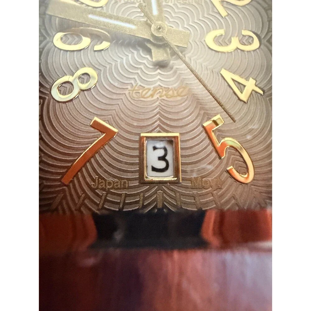 Tense Canada Natural Wood Watch Rectangle Date Dial Two Tone Wooden Links Unisex